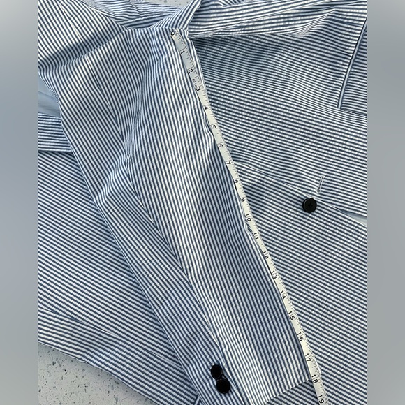 Studio Suits 44L Handcrafted Caccioppoli Seersucker Blazer Blue White Stripe NEW - Picture 7 of 10